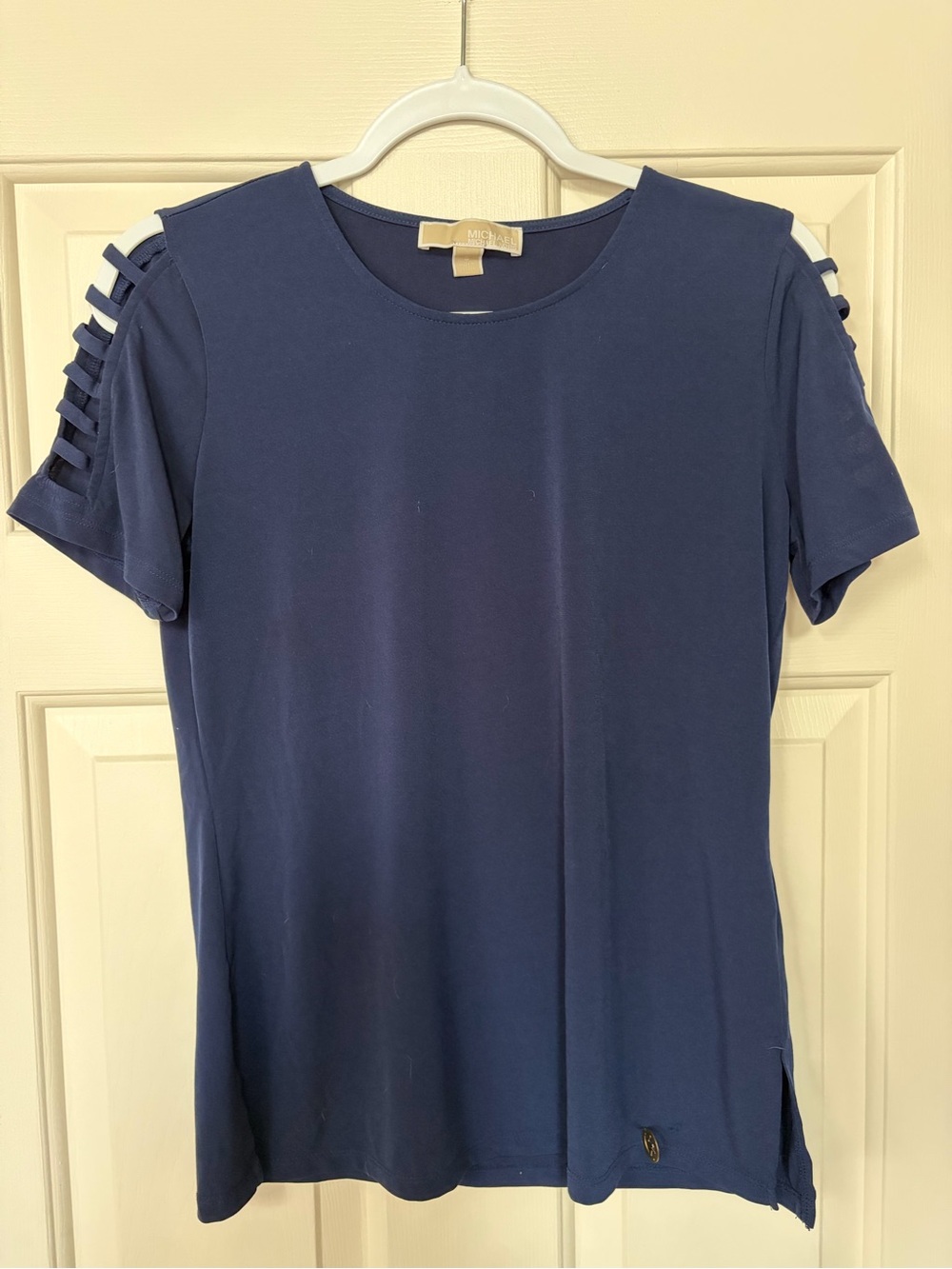 MICHAEL Michael Kors Navy Short Sleeve Ladder-Shoulder Tee